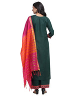 ANNI DESIGNER Womens Cotton Printed Straight Kurta with Palazzo & Dupatta (ANUPMA Green_M_Green_Medium)