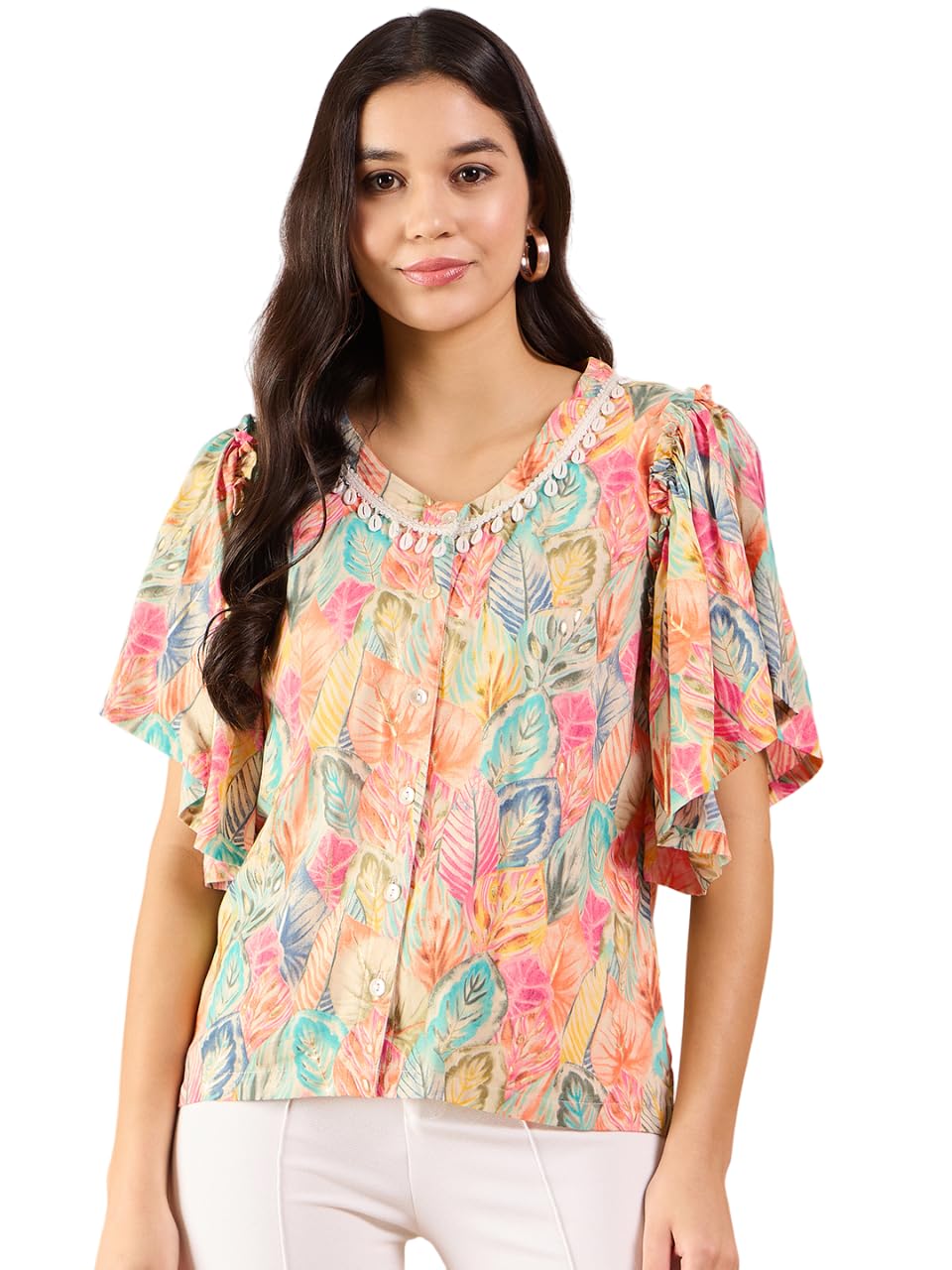 Modeve Women'S Floral Regular Fit Shirt (Mod-3330-Multi-L_Multicolour