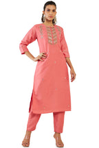 Soch Women Pink Silk Blend Embellished Kurta Set(8907715797213_Pink_Xl)