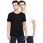 Turtle Men 100% Cotton Slim Fit Black/White Henley Neck T-Shirt (Pack of 2)