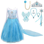 Dressy Daisy Little Girls' Ice Princess Costume Dresses Birthday Halloween Christmas Fancy Party Outfit with Long Fixed Train an