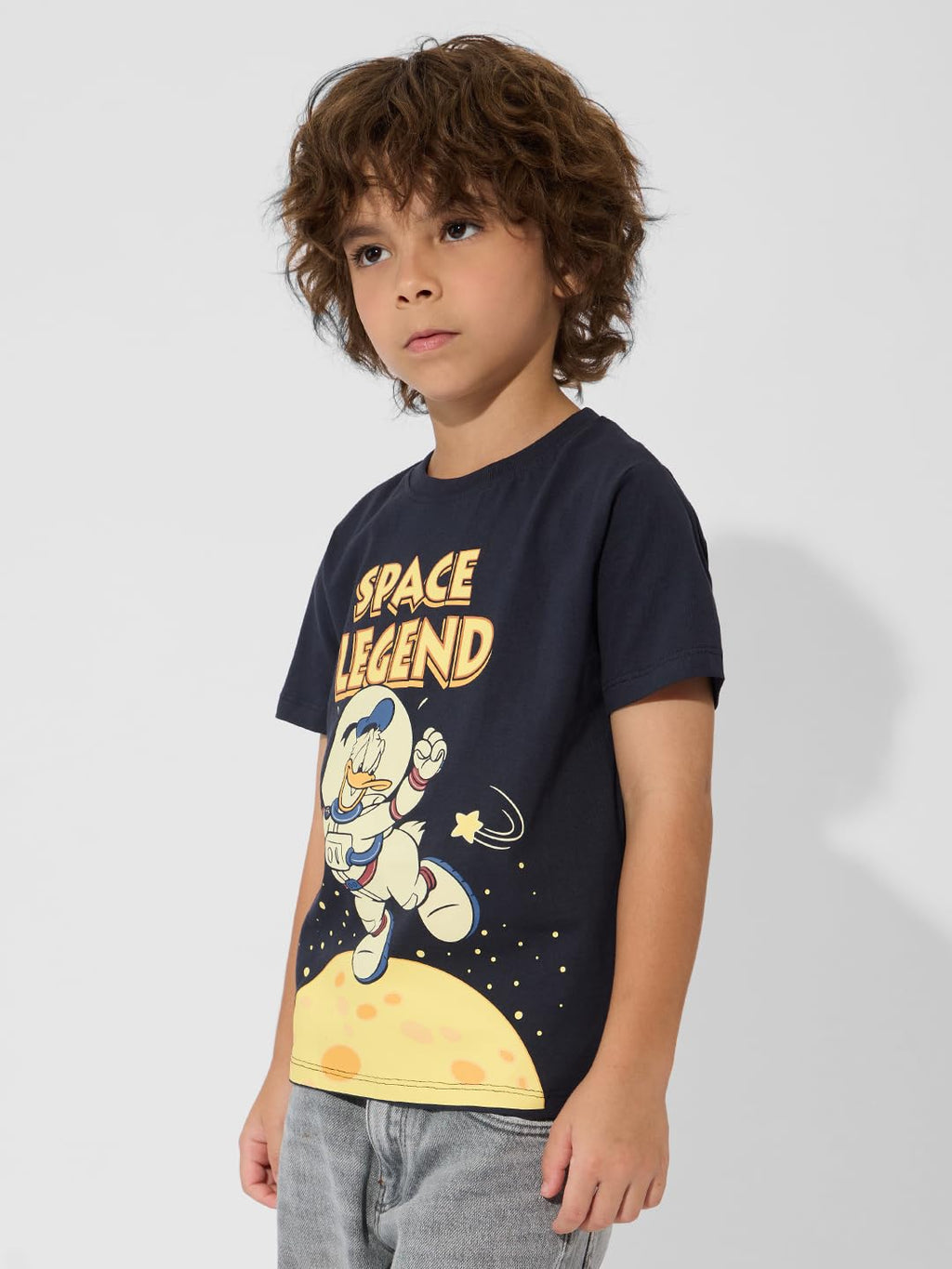 The Souled Store Donald Duck: Space Legend Boys Short Sleeves Round Neck Black Graphic Printed Cotton T-Shirts