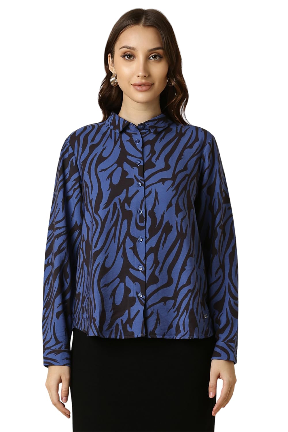 Allen Solly Women Printed Formal Cotton Full Sleeve Stretch Shirt