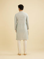 Manyavar Mens Viscose Blend Digital Leaf Print Kurta Set