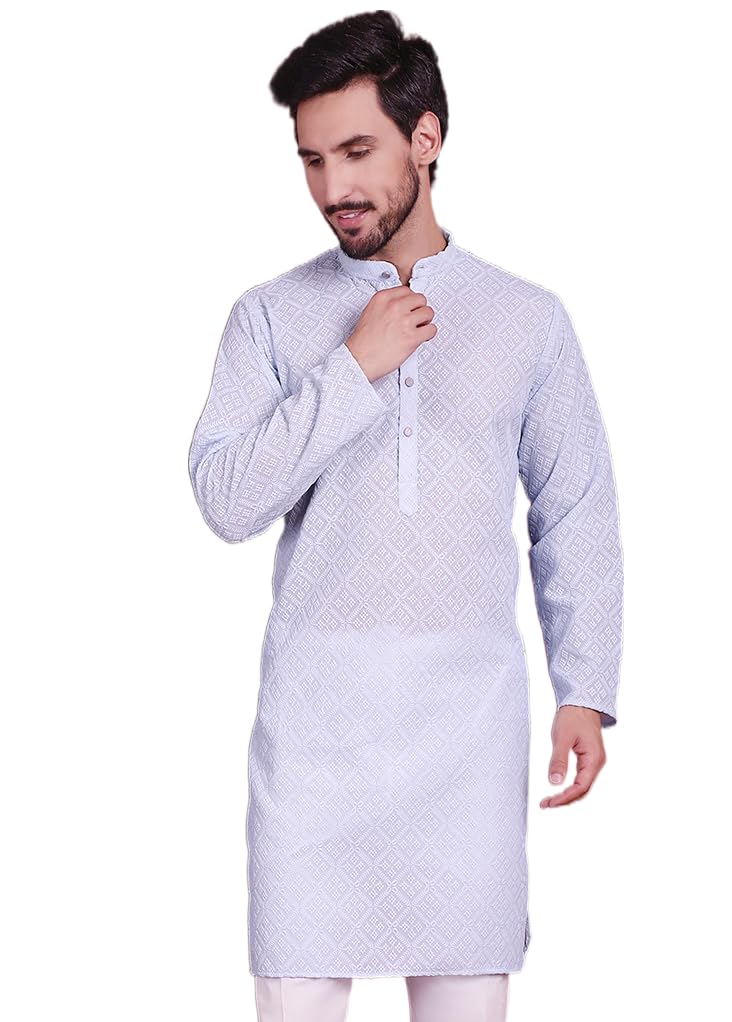 Jompers Mens Chikankari Embroider Kurta