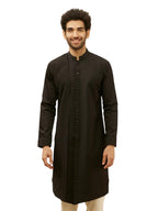 Manyavar Mens Kohl Black Textured Kurta (L)