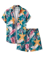 Leriya Fashion Unisex Night Dress || Rayon Palm Tree & Leaf Printed Night Suit Set || Summer Wear Short Pajama Set || Pajama Sho