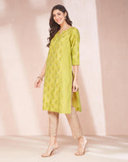 Fabindia WomenS Cotton Silk Printed Regular Kurta (1038023Lime_Lime