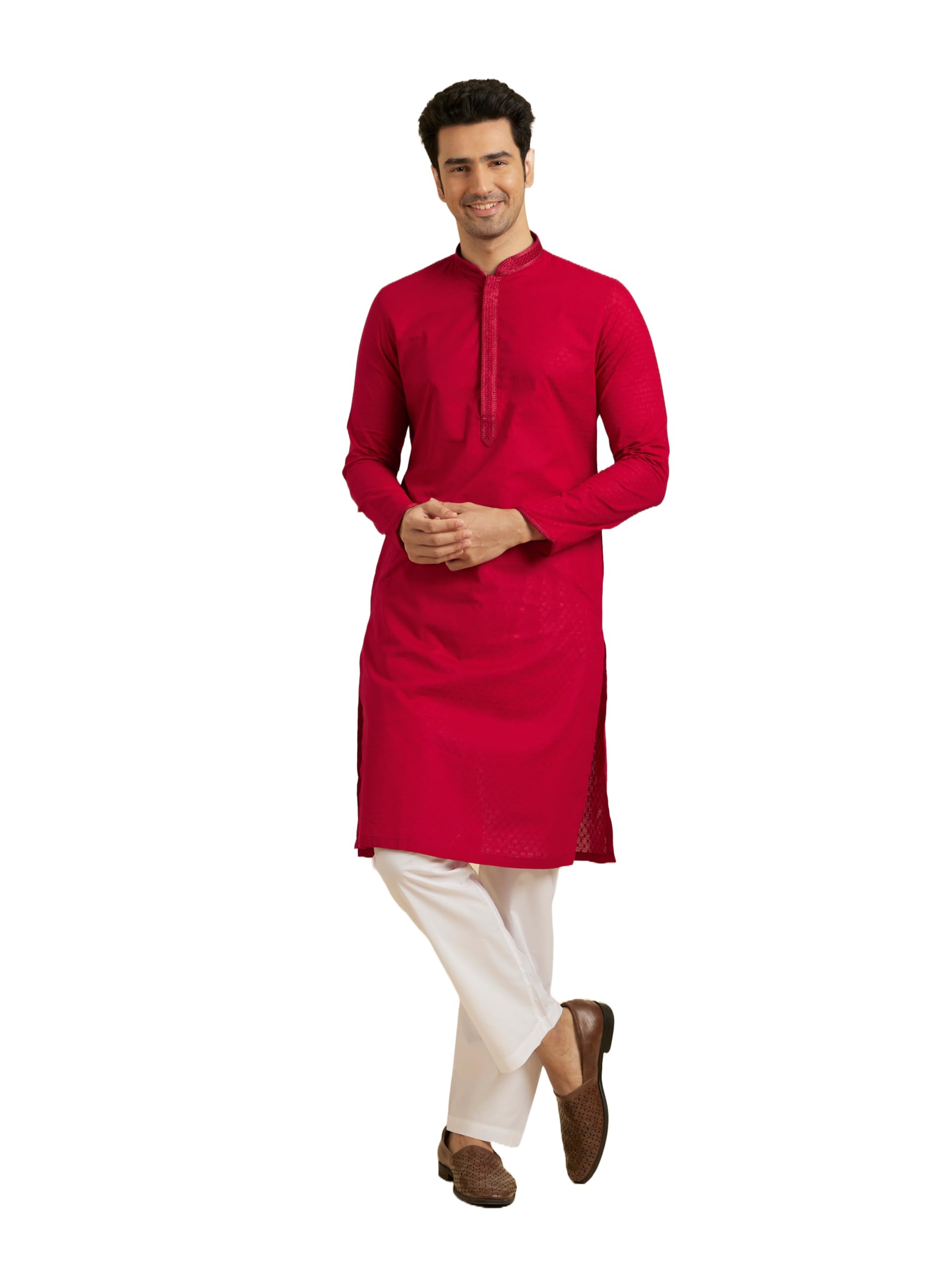 Manyavar MenS Mustard Yellow Self Booti Kurta Set (Mustard,Xxl)