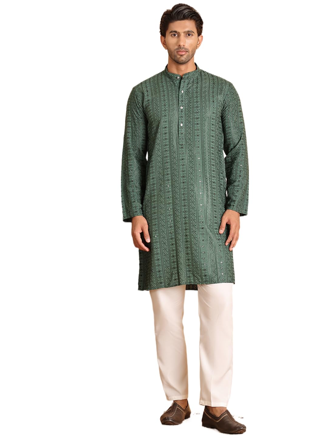Jompers Mens Embroidered Straight Kurta Set