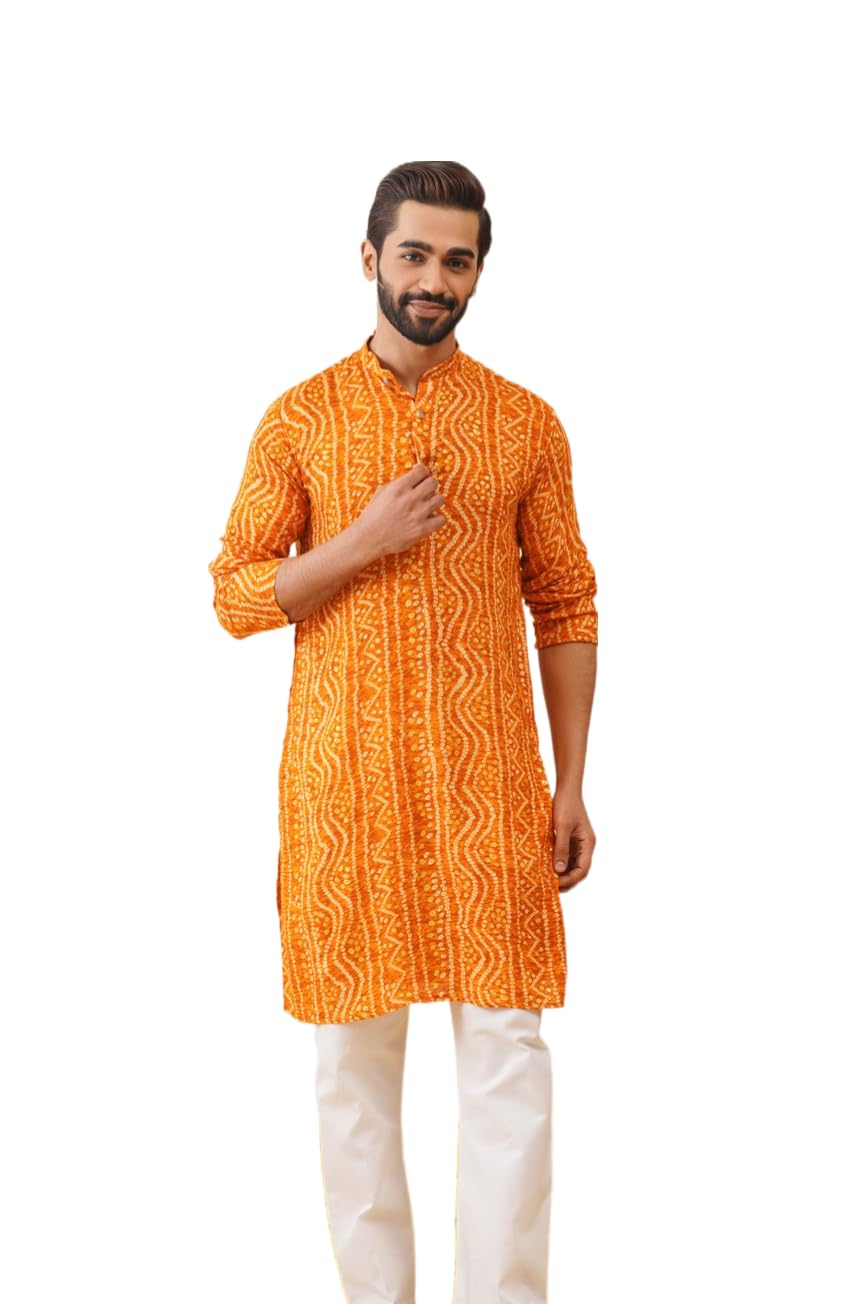 Jompers Mens Bandhani Printed Kurta Pyjama Set