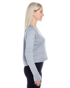 Ladies Odyssey Striped Poly Fleece Hi-Lo crew - gRANITE STRIPE - S(D0102H76QAJ)