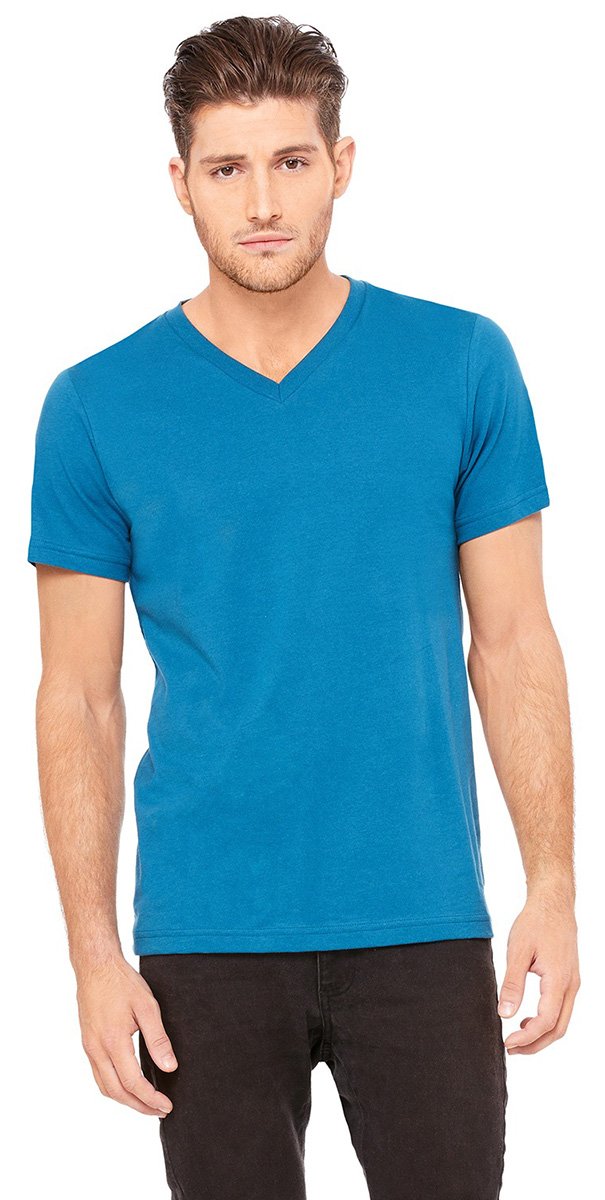 Unisex Jersey Short-Sleeve V-Neck T-Shirt - TRUE ROYAL - XS(D0102H7WBg2)