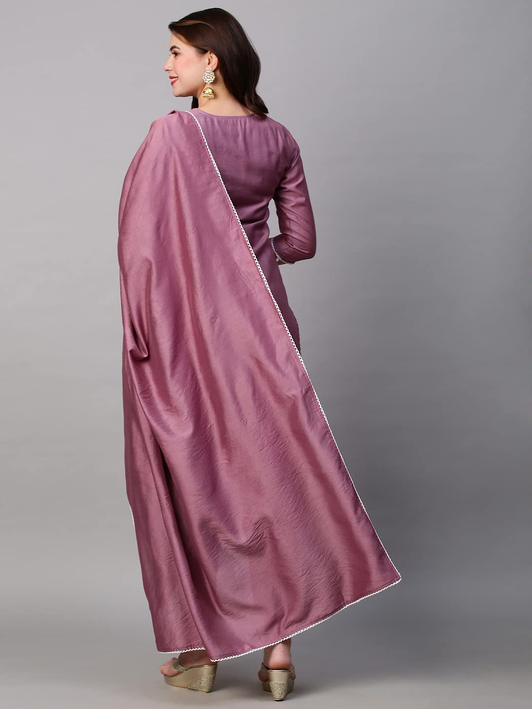 ANNI DESIGNER Womens Cotton Blend Embroidered Straight Kurta with Pant & Dupatta (HIMA-Purple_XXL_Purple_XX-Large)