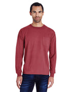 Unisex garment-Dyed Long-Sleeve T-Shirt with Pocket - NEW RAILROAD - S(D0102H7YTA2)