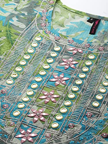 Ishin Women'S Purple Embellished A-Line Kurta Set With Trouser