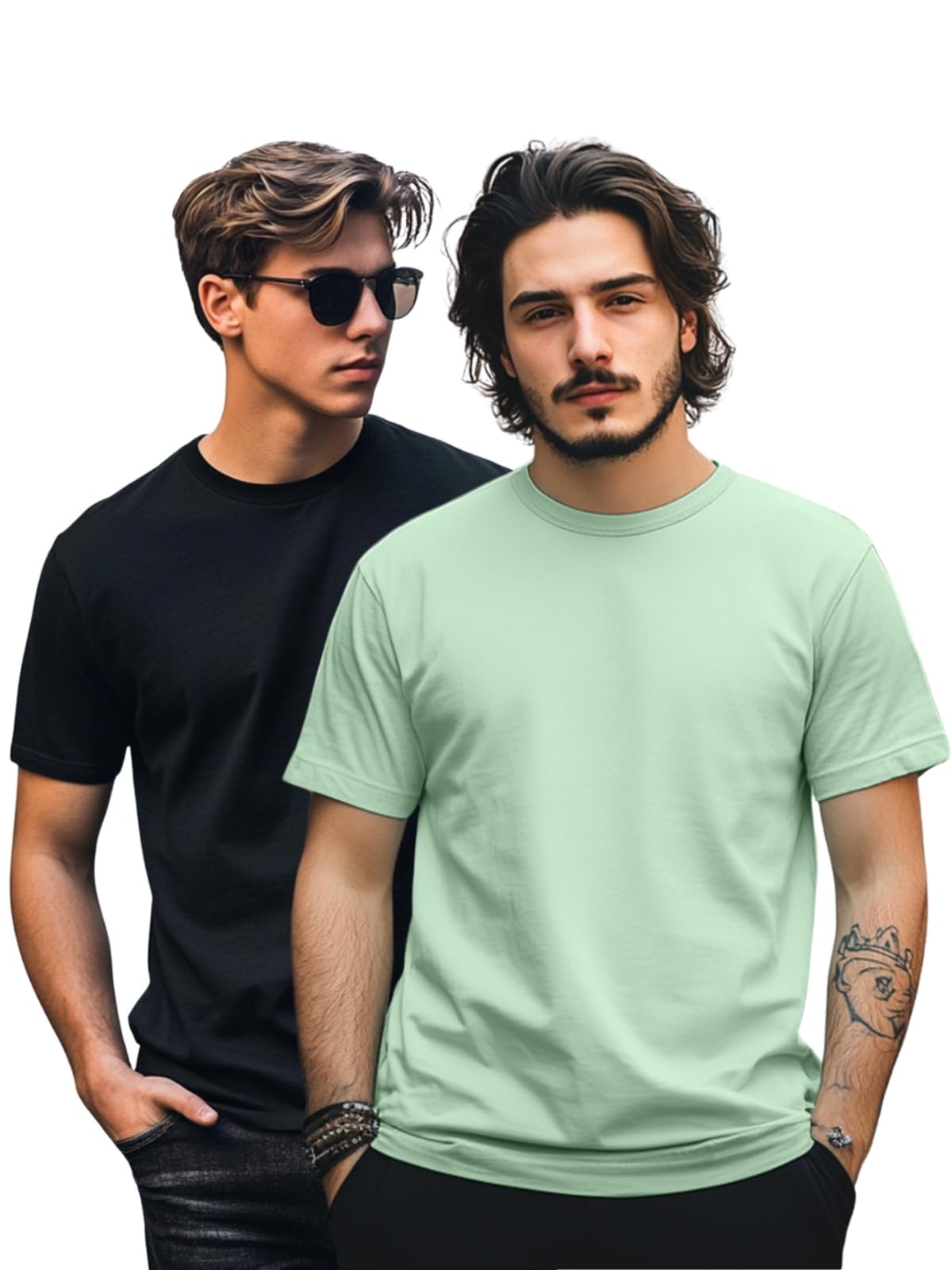 Veirdo Men's Regular Fit Short Sleeve Round Neck Solid Cotton T-Shirt