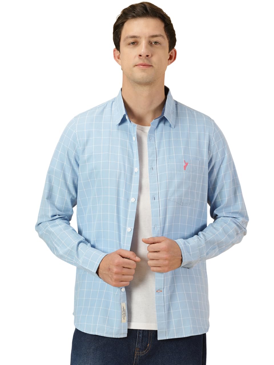 Thomas Scott Checkered 100% Cotton with Spread Collar Casual Shirts for Mens