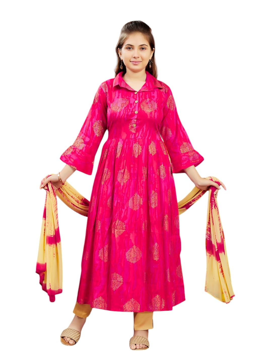 Aarika Girls Red-Rani Colour Printed Cotton Kurti (Kurti-K-711-Red-32)