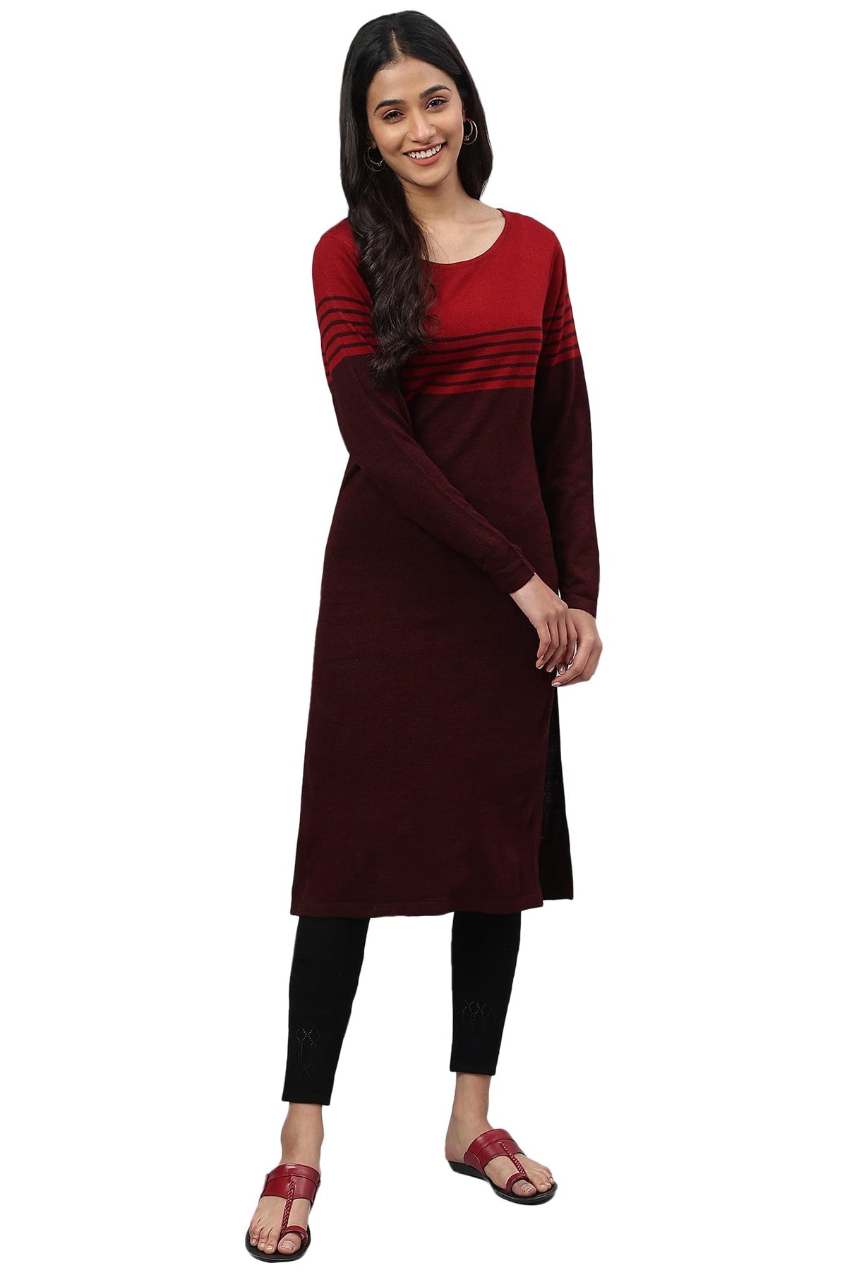 Aurelia Womens Acrylic Regular Kurta (22NOA13542-604256_Maroon
