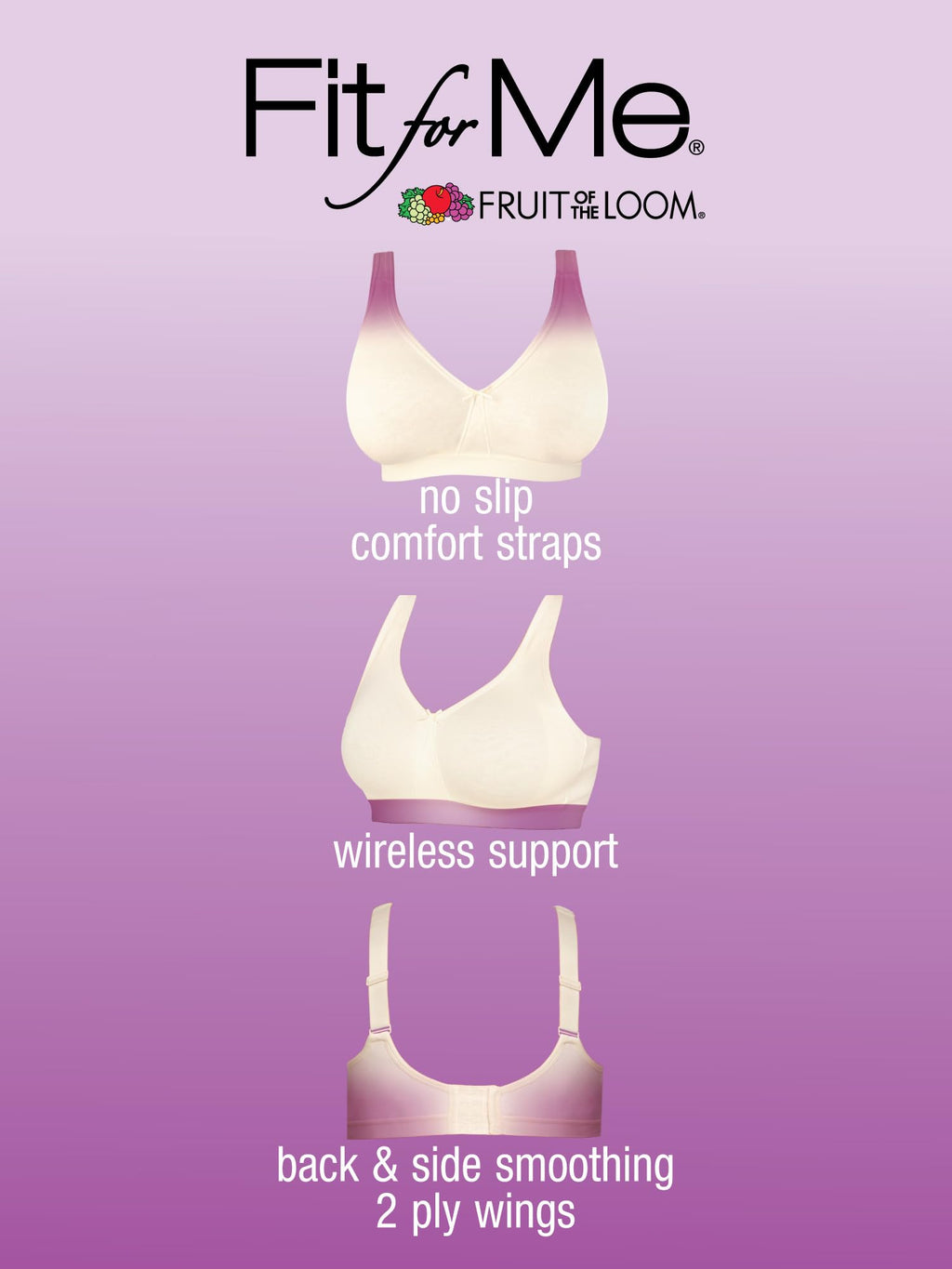 Fruit of the Loom Women's Plus Size Wireless Cotton Bra, Black Hue, 40G