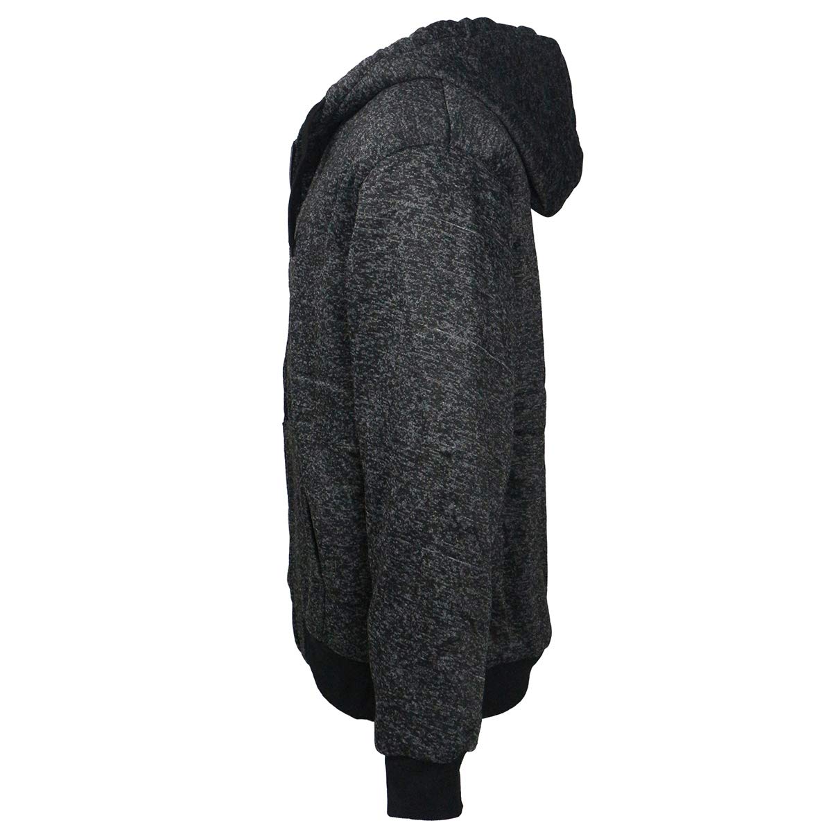 Plus Size S-5XL Marled Heavyweight Fleece Hoodie for Men Sherpa Lined Full Zip up Long Sleeve Winter Jacket Coat (Charcoal, XL)