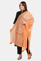 Fabme Shimmer Embellished Soft Cotton Dupatta - Orange