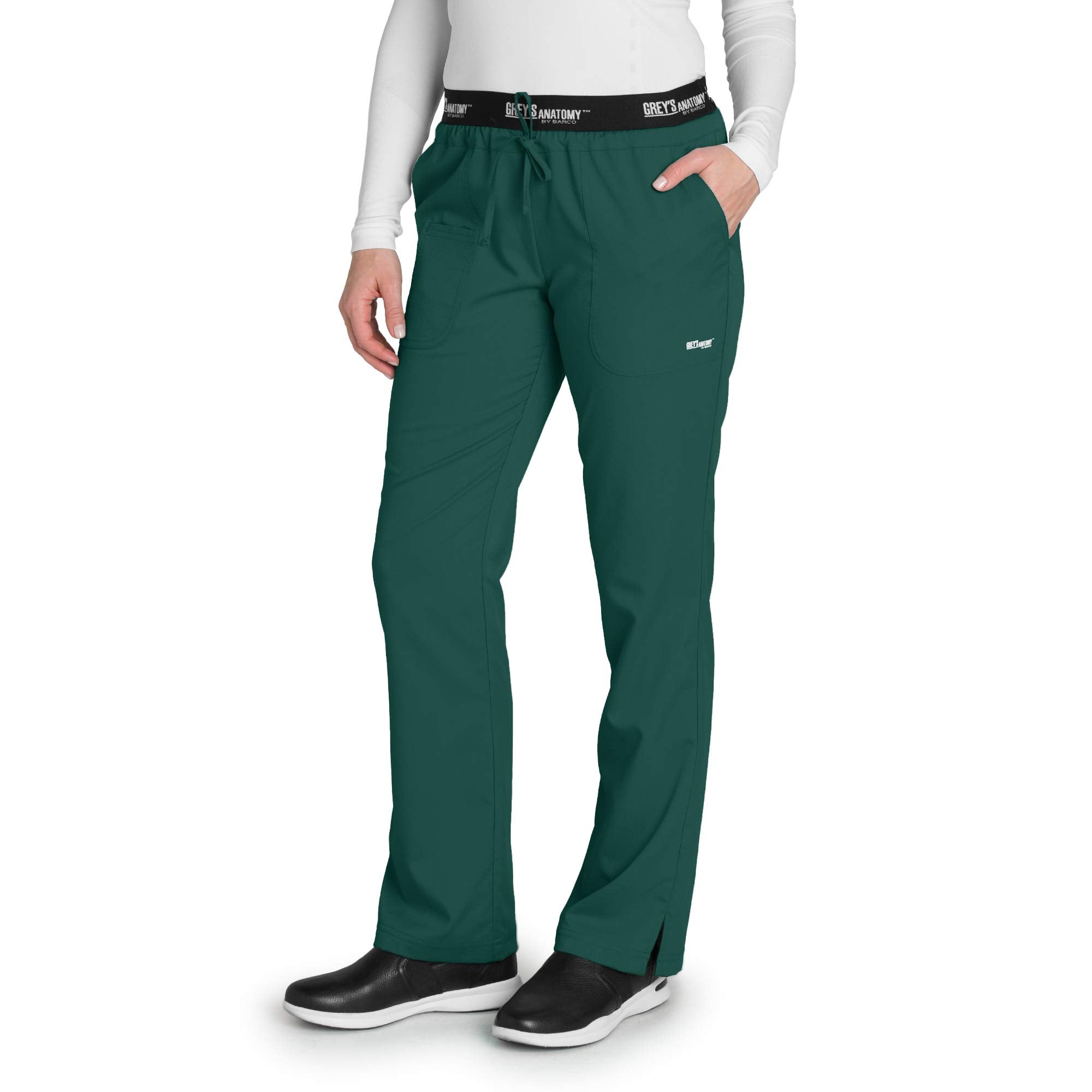 greys Anatomy Active 4275 Womens 3 Pocket Pant with Drawstring (Hunter green, Large)