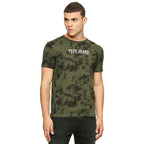Pepe Jeans Men Cotton Slim Fit Printed T-Shirts Olive, Small