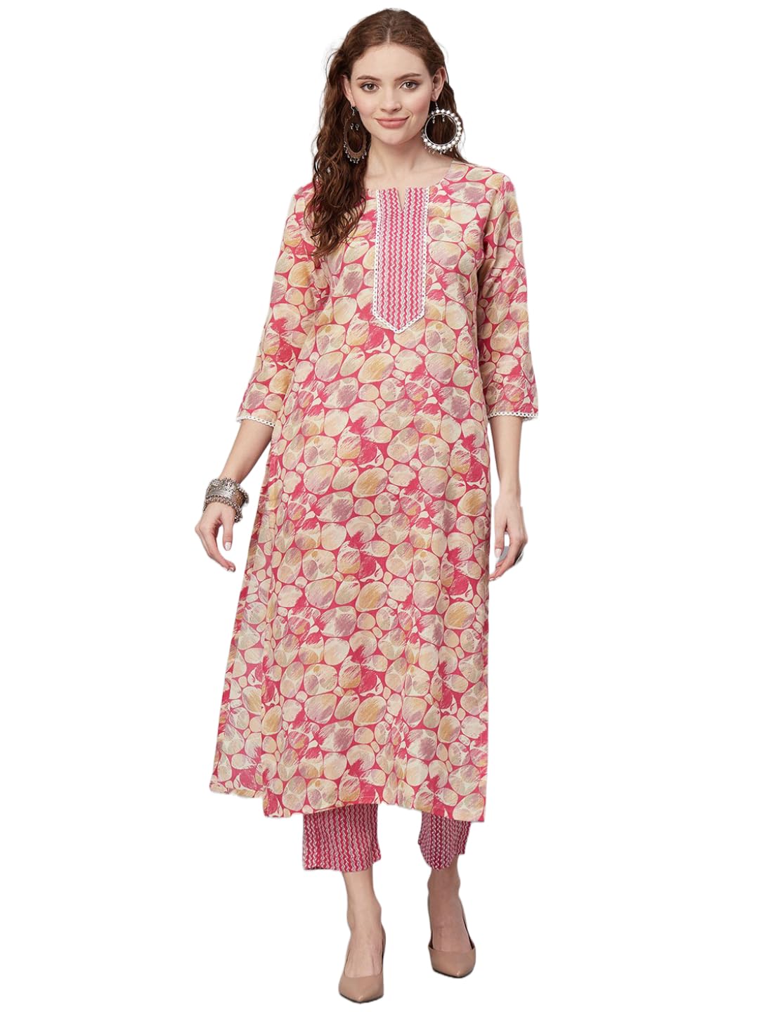 ANNI DESIGNER Womens Rayon Blend Printed Straight Kurta with Pant (Patt-Wine_M_Wine_Medium)