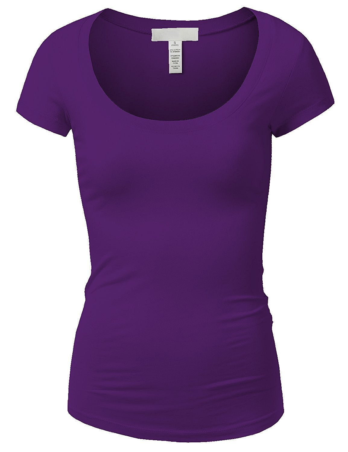 Emmalise Women's Short Sleeve Tshirt Scoop Neck Tee Shirt (2XL, Purple)