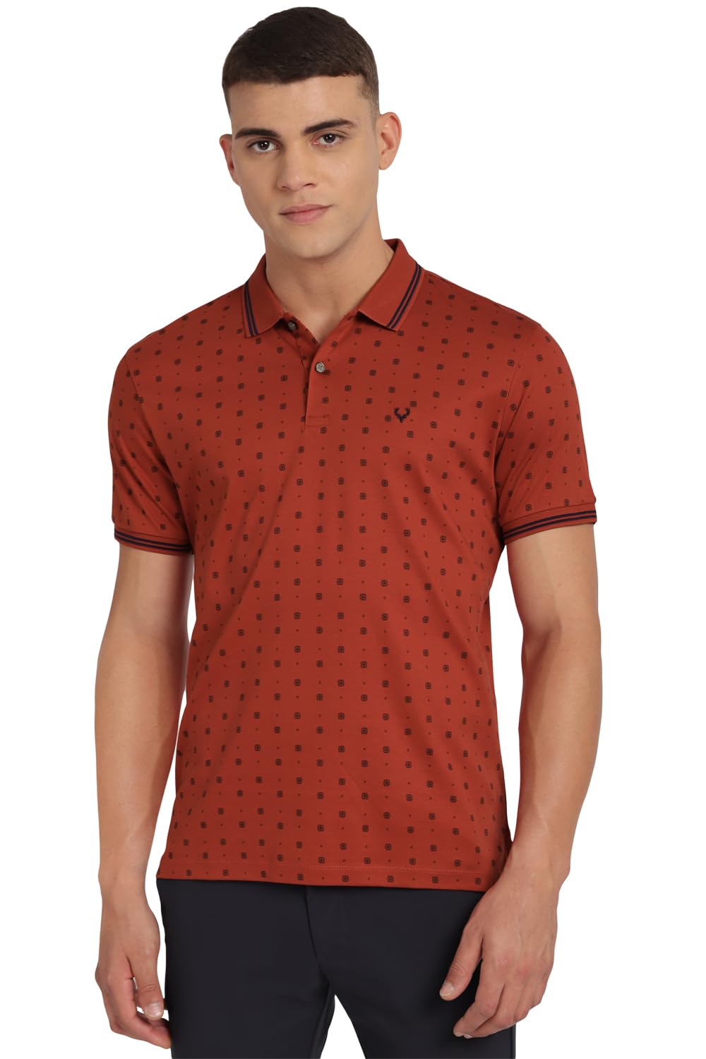 Allen Solly Men Regular Fit Printed Casual Cotton Short Sleeve Polo Shirt