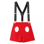 Gentleman Mouse 2nd Birthday Outfit Boys Cake Smash Photo Props for Toddler Kid Baby Romper Suspenders Shorts Bloomers Headband