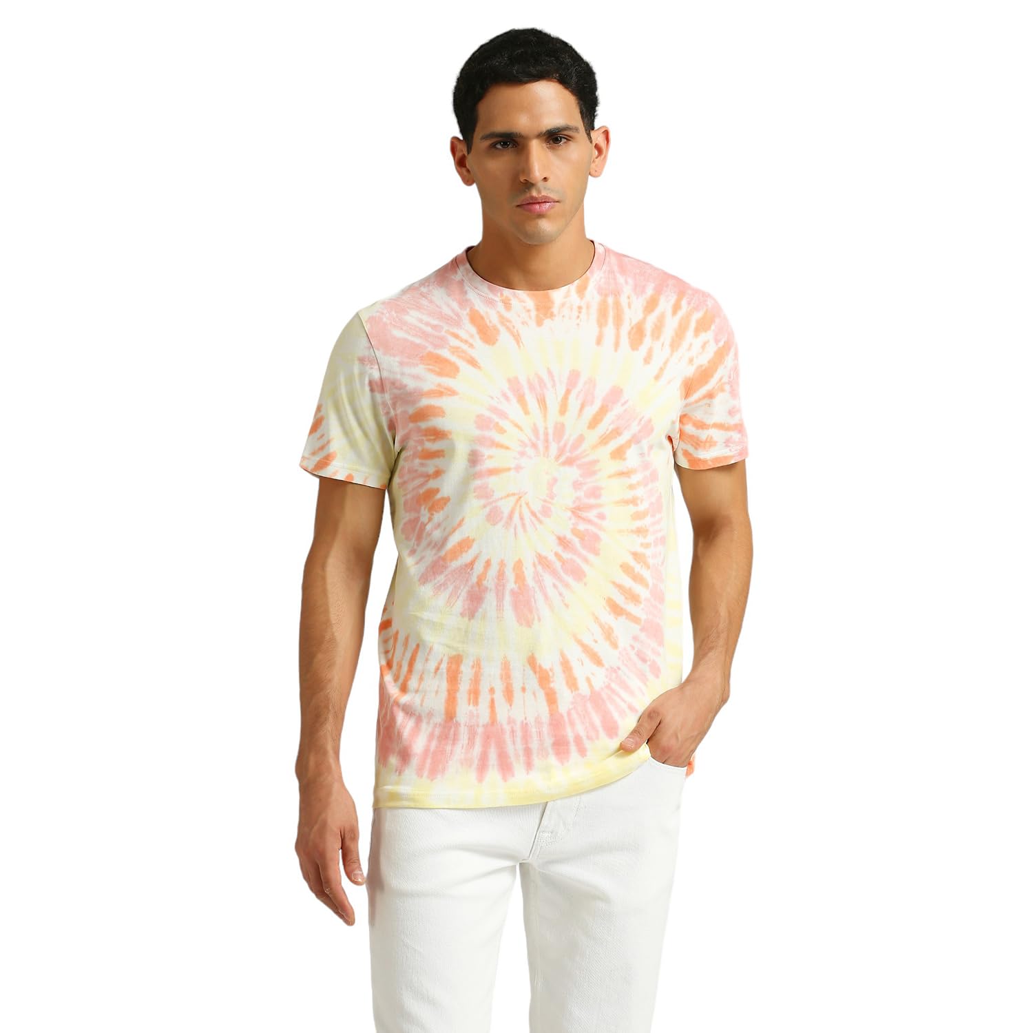 Pepe Jeans MenS Tie-Dye Slim Fit T-Shirt (Pm509562_Peach Orange