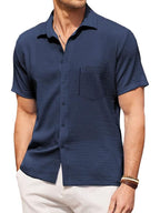 Tee Projekt Mens Popcorn Shirt Comfortable Short Sleeve Shirts Casual Textured Shirt (Pack of 1) Grey