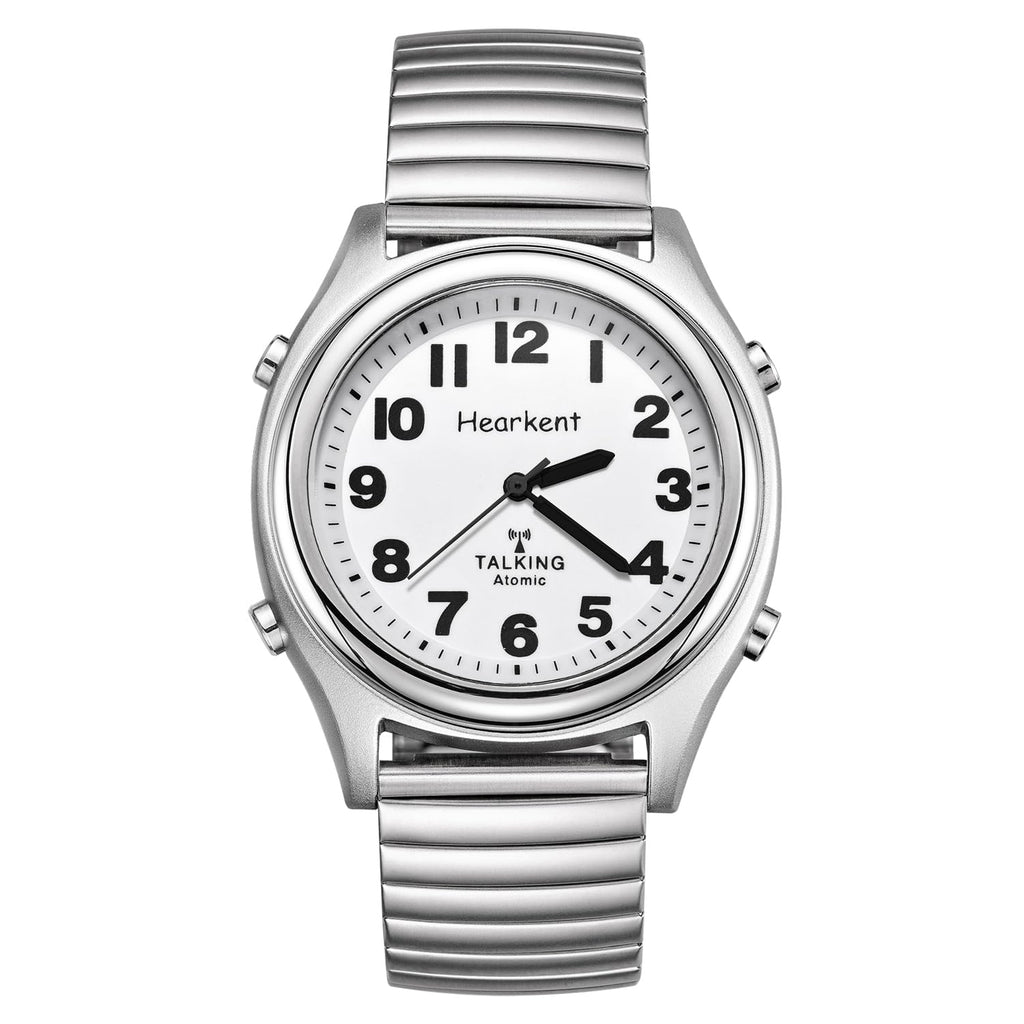 Hearkent Atomic Talking Watch for Blind and Visually impaired Stainless Steel Strech Band Best Gift for Elderly or Blind People