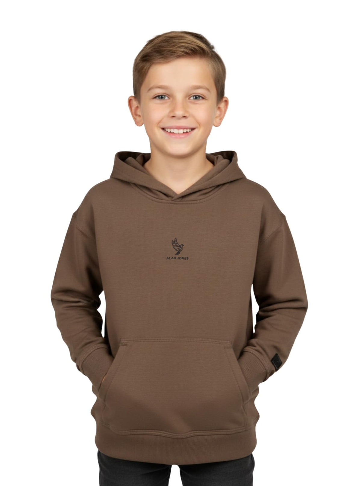 Alan Jones Clothing Printed Oversize Cotton Blend Regular Fit Hoodies for Boys (Brown_1516 Years) 15-16
