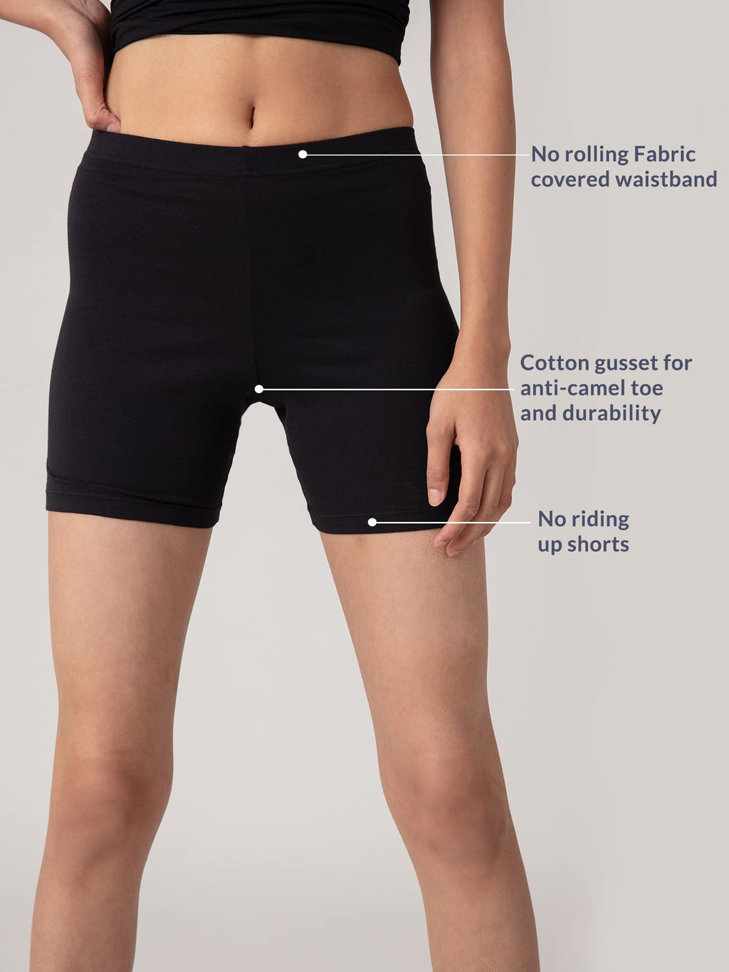 Nykd (Nyp083 Cotton Stretchable Cycling Shorts For Women | High Waist Shorties With Full Coverage & Concealed Waistband | Ideal