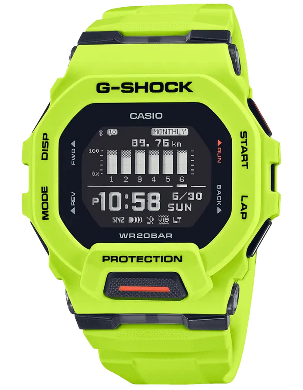 Casio G-Shock G-Squad Move Digital Connected Lime Green Resin Strap Fitness Watch GBD200-9