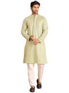 Jompers Mens Embroidered Viscose Kurta Set