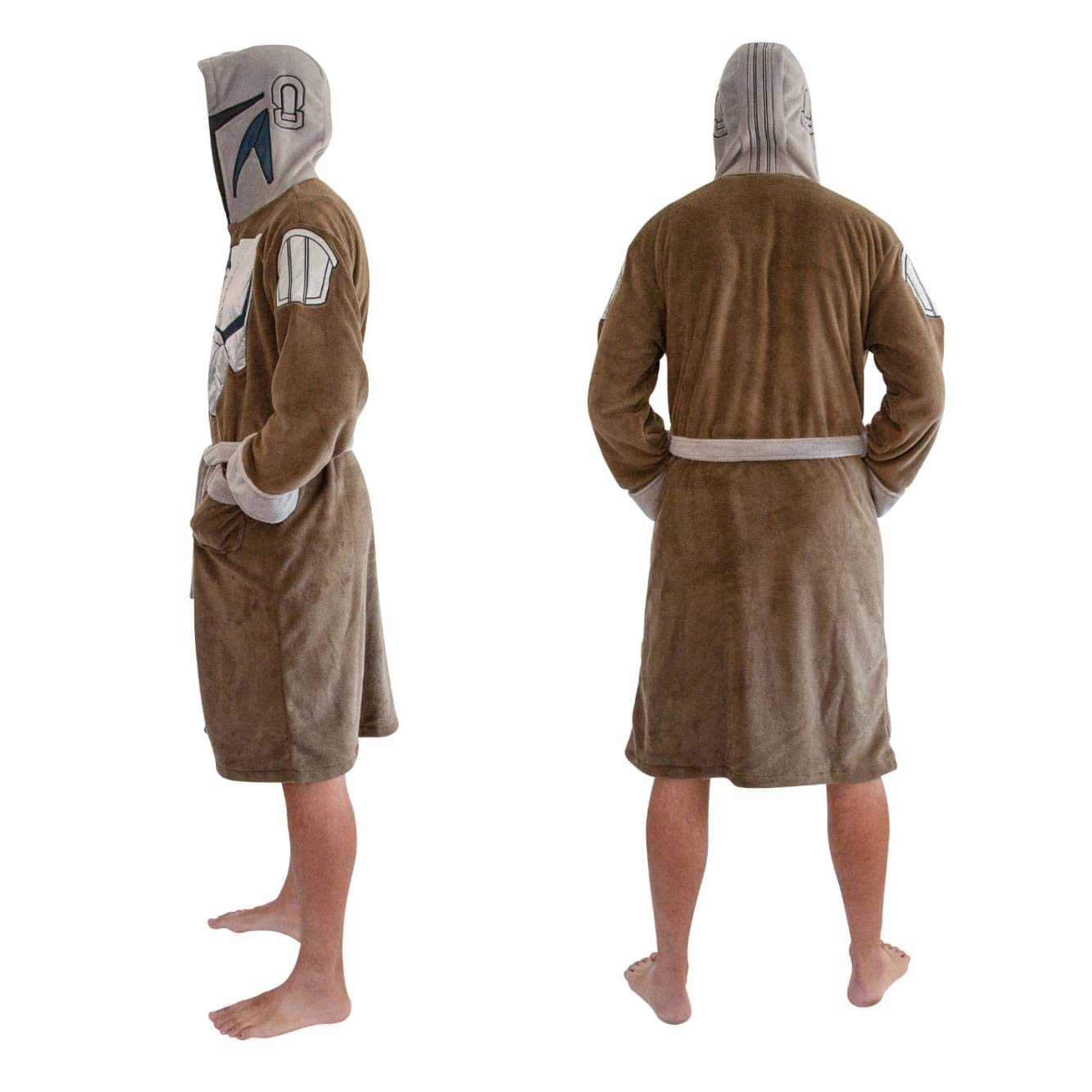 Star Wars: The Mandalorian Bounty Hunter Hooded Bathrobe for Men And Women | Soft Plush Spa Robe for Shower | Lightweight Fleece