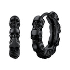 Punk Skull Earrings Black Hoop Huggie Earring for Men Gothic Halloween Jewelry