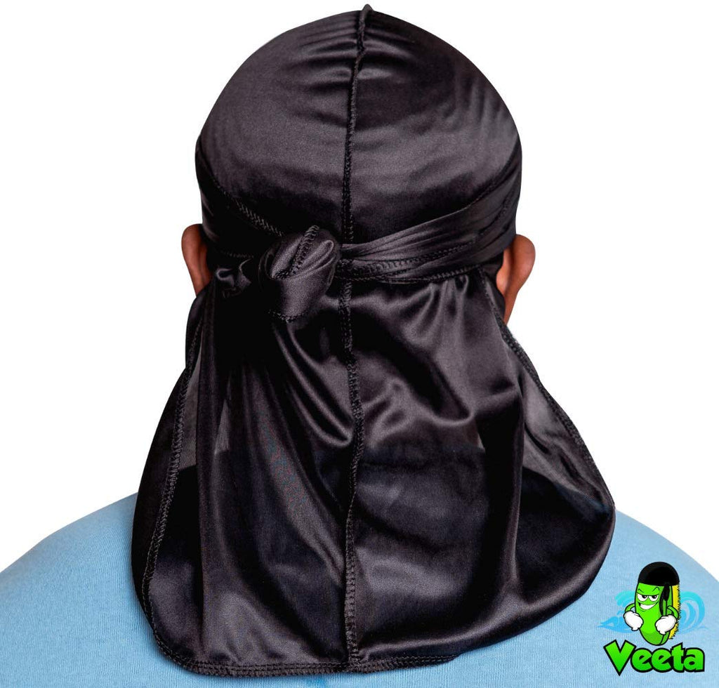 Veeta Superior Silk Durag - Smooth Silk Durag for Men & Women, Long Double Wide Straps, Outside Seam Triple Stitch Du Rag