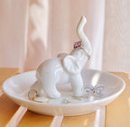 PUDDING CABIN White Elephant Ring Holder Dish Ring Tray for Jewelry | Elephant Gifts for Women Christmas | Birthday Gifts for Wo