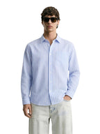 The Indian Garage Co Mens Relaxed Fit Vertical Striped Cutaway Collar Full Sleeves Shirt