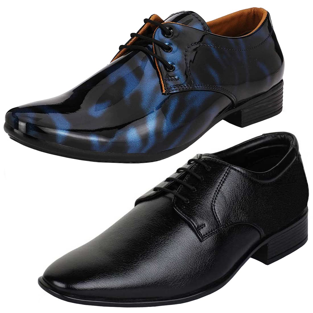 Relaxed Trendy Formal Shoes/Party Shoes/ 2 Shoes Combo with Free Belt for Men and Boys (BAZAAR7579_VTR01BlkBlu301Blk) Multic 9
