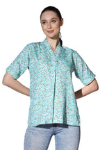 Leriya Fashion Tops For Women || Rayon Floral Printed Shawl Collared Fancy Button Neck || Shirt Style Western Top For Girls || I