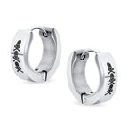 Unisex Biker Jewelry Small Halloween Skull Hoop Kpop Huggie Earrings For Men Women Teen Silver Tone Stainless Steel