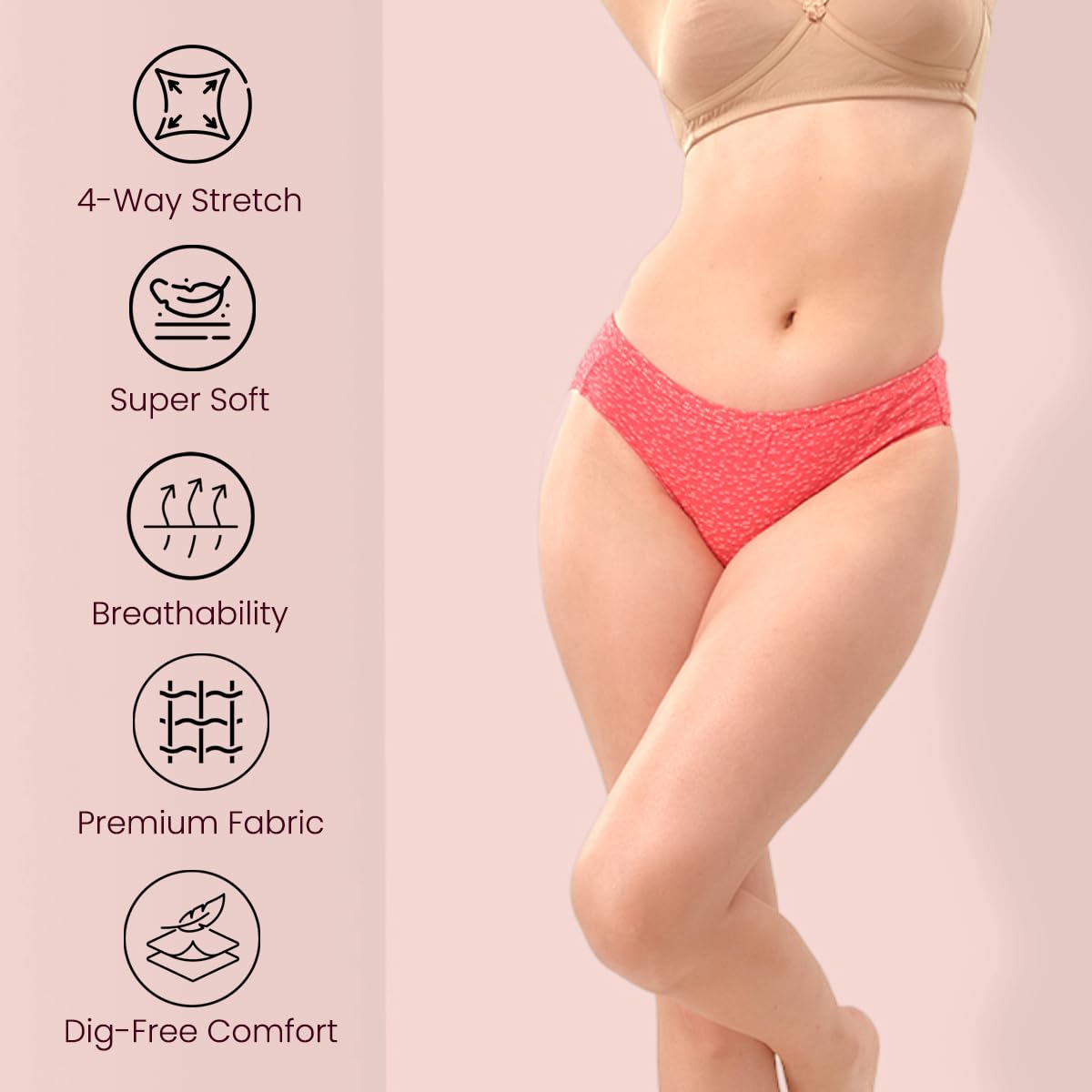 Lyra Pack Of 6 Printed Bikni Panties Multicolour