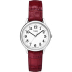 Timex Women's Easy Reader 30mm Watch - Silver-Tone Case White Dial with Red Croco Pattern Leather Strap